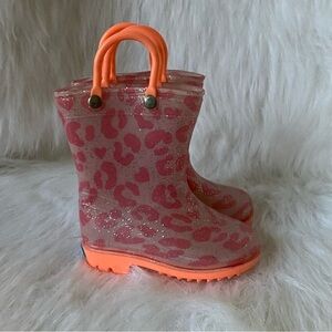Zoogs Boots Girls Size 5 Rain Slip On Orange-Pink